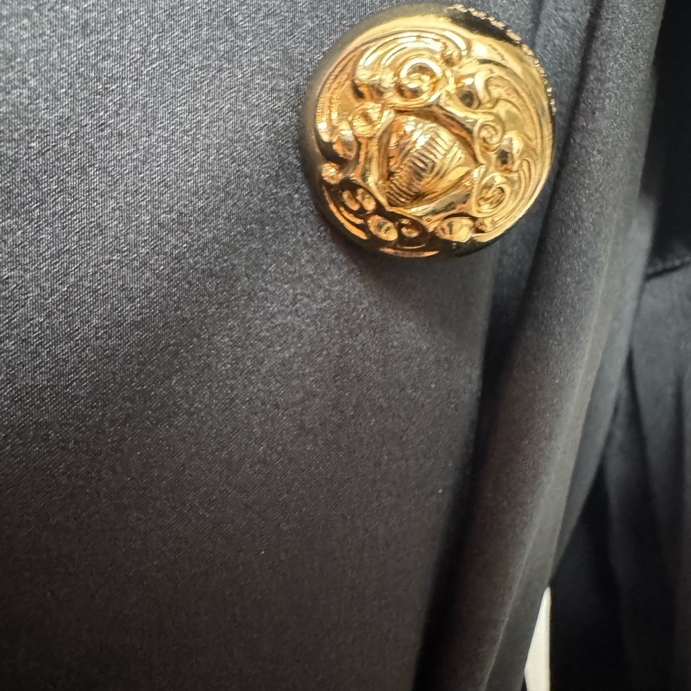 Burberry Black Silk Trent Regimental Jacket Size 6 - Picture 8 of 16